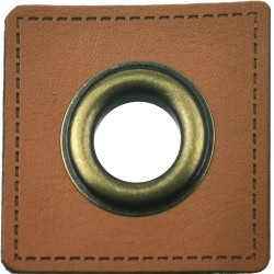 Leatherette Patch with Brass Eyelet - 10 Squares