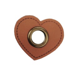 Leatherette Patch, Heart with Eyelet - 10 pcs.