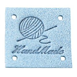 Label mit Knäuel und "Hand Made" - 10 St.