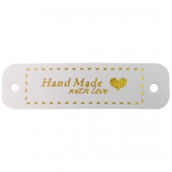 Label mit Aufschrift in gold "Hand Made With Love" und Herz - 10 St.