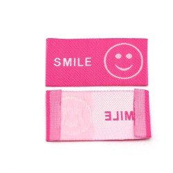 Stofflabel Smiley pink oder rosa - 10 St.