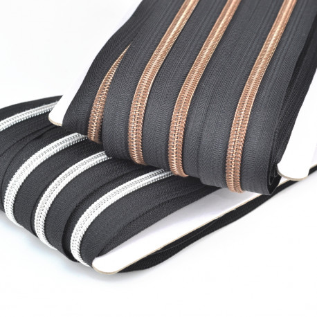 Endlos Spiralzipper #6 in Metalloptik - 10m (ohne Schieber)