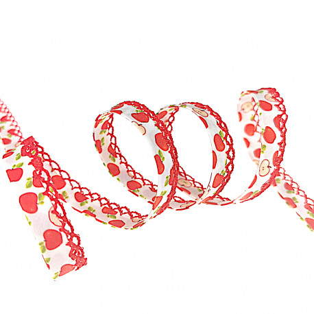 Schrägband Obst mit Borte - 12m