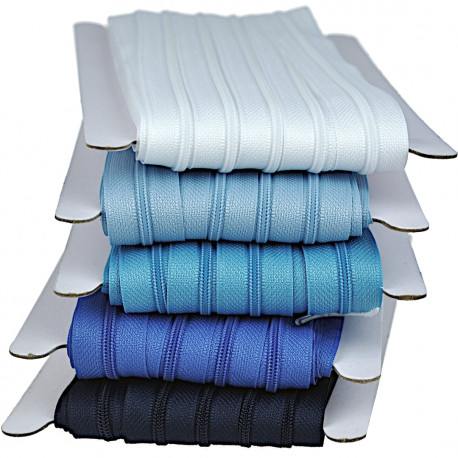 Endlos-Spiralzipper #3, Variante 17 - 5 x 10m + 5 x 30 Schieber