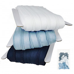 4 x 10m fermeture spiralée fine renforcée + 4 x 30 curseurs