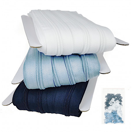 Endlos-Spiralzipper #3, Variante 5 - 5 x 10m + 5 x 30 Schieber