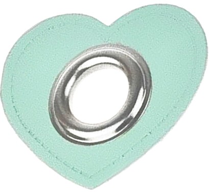 10 pcs - Big Heart Mint 43 x 38 mm, Brass Eyelet 10 mm