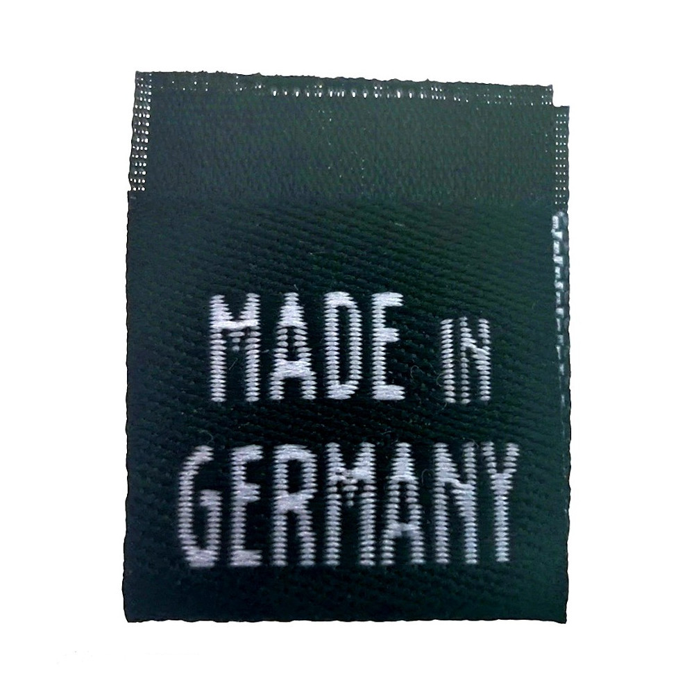 Aufschrift "Made in Germany", weiß auf schwarz