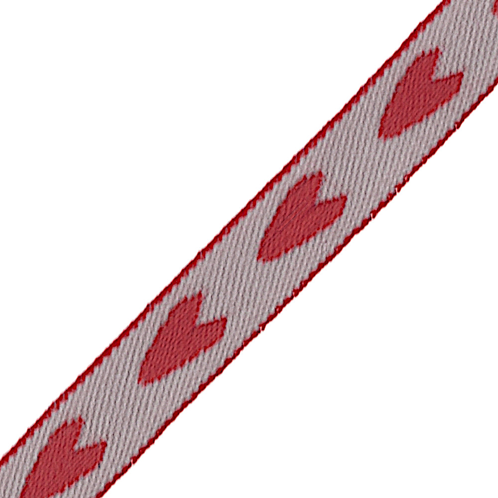 10m - 1227/3 Rotes Herz auf hanffarbig, 12mm breit